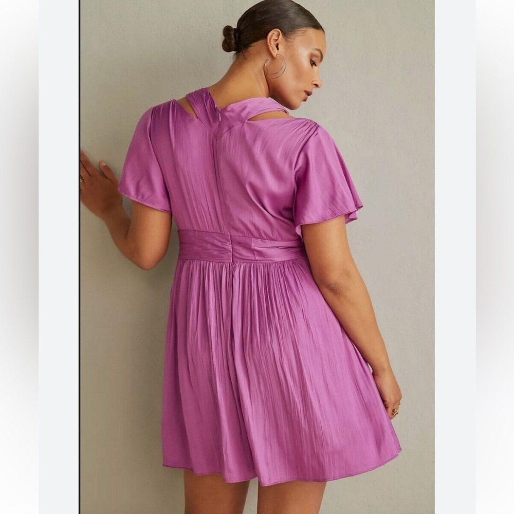Anthropologie Deep V Vibrant Mini Dress - Picture 3 of 9